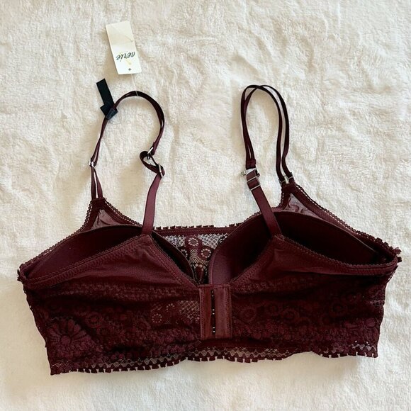 NWT Aerie Maroon Real Power Wireless Push Up Joy Convertible Lace Bra - 34C - Picture 10 of 10